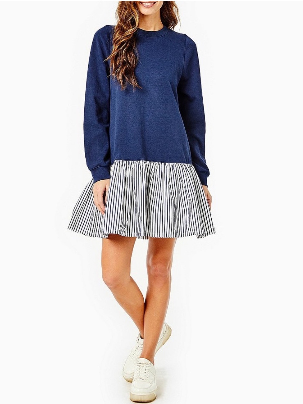 Nwt Addison Bay Long Sleeve Crew Neck Dropwaist Swing Sweatshirt Dress Sz L